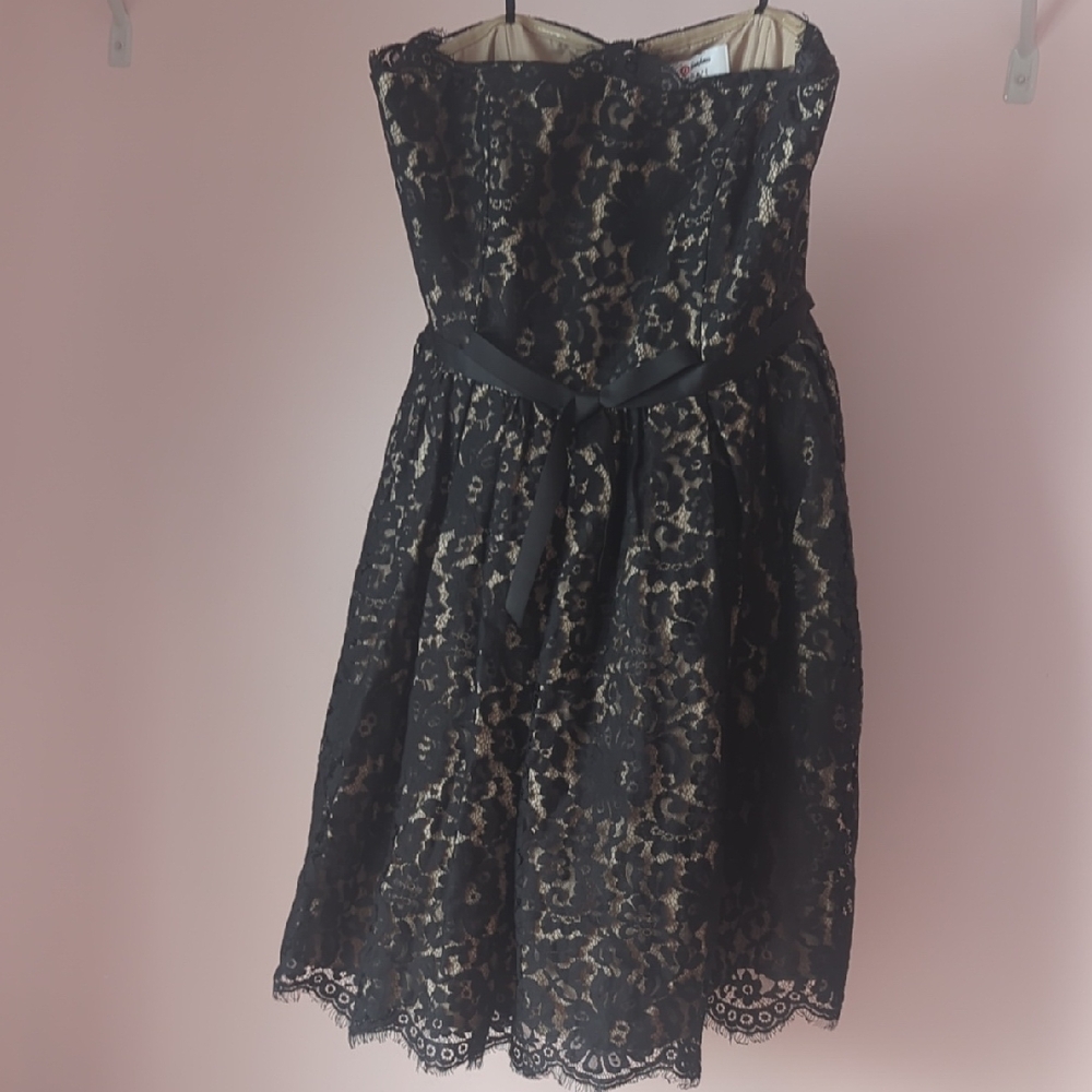 Robert Rodriguez Black and Cream Strapless Dress